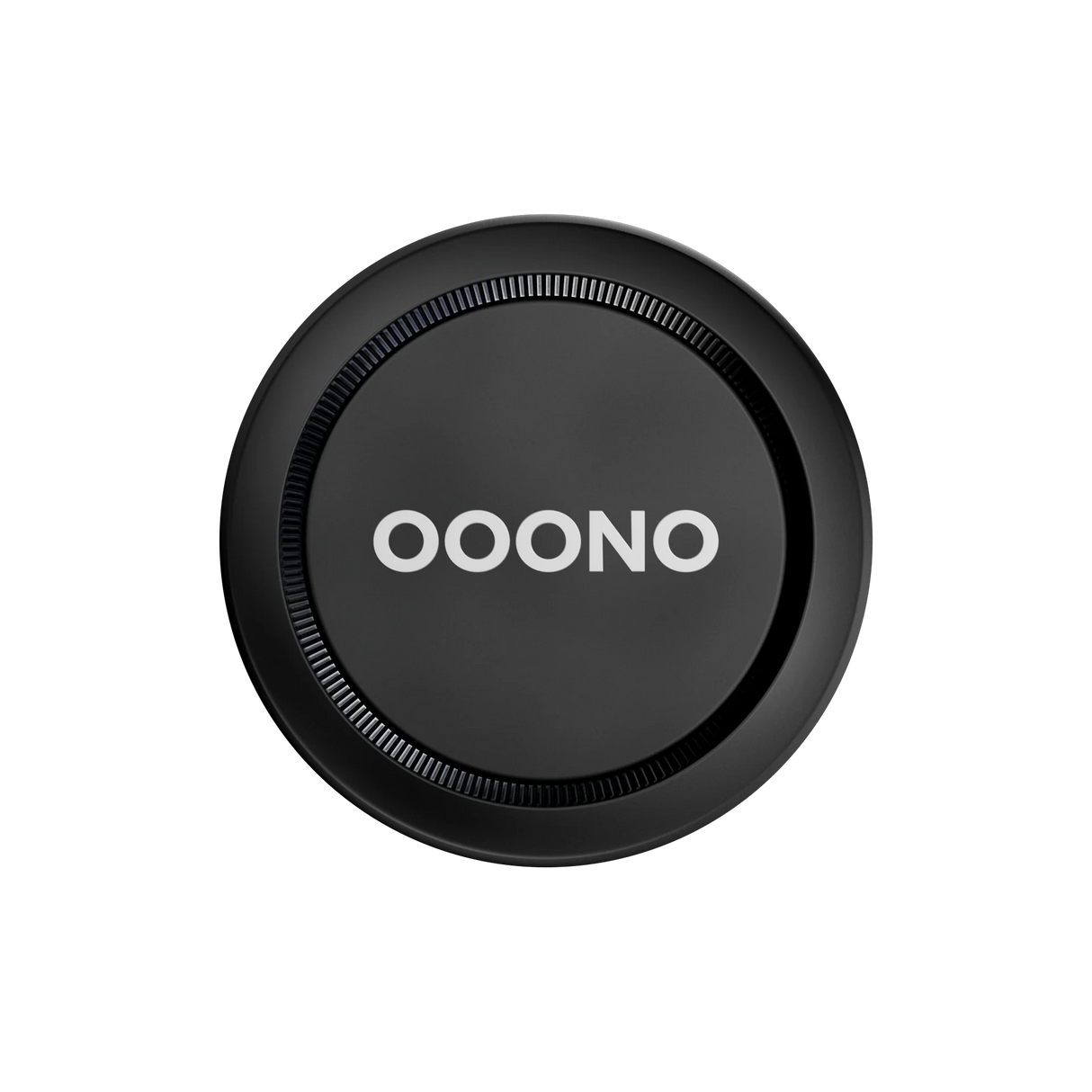 Produktrender af sort OOONO Co-Driver enhed set forfra på transparent baggrund