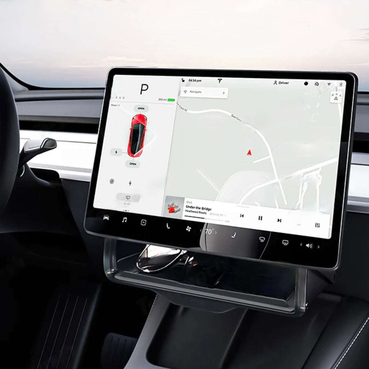 Oppbevaringsboks under skjerm - Passer til Tesla Model 3