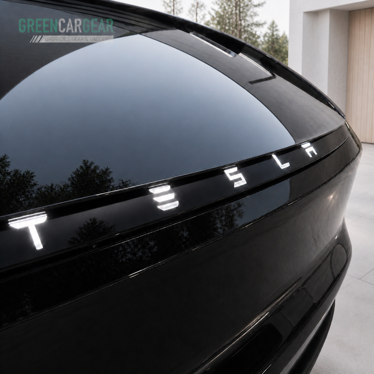 Folie til lysstripe - Tesla Model Y 2025 Juniper – Matt svart med TESLA-tekst