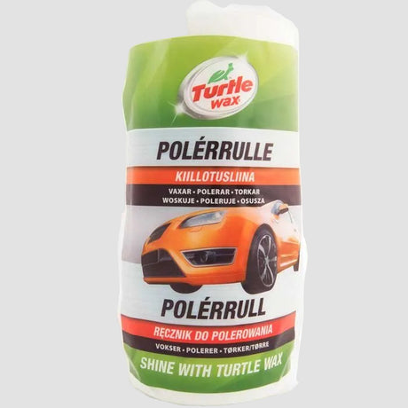 Turtle Wax Polérrulle med klæde i grøn og orange emballage på hvid baggrund