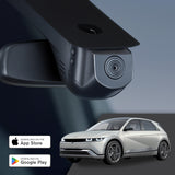 Reklamebillede for GCG MAX 4K Dashcam til Hyundai Ioniq 5 N-Line, viser kamera og app-download links