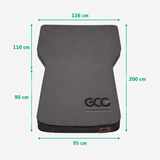 Måltegning med dimensioner for GCG MAX Luxusmadras