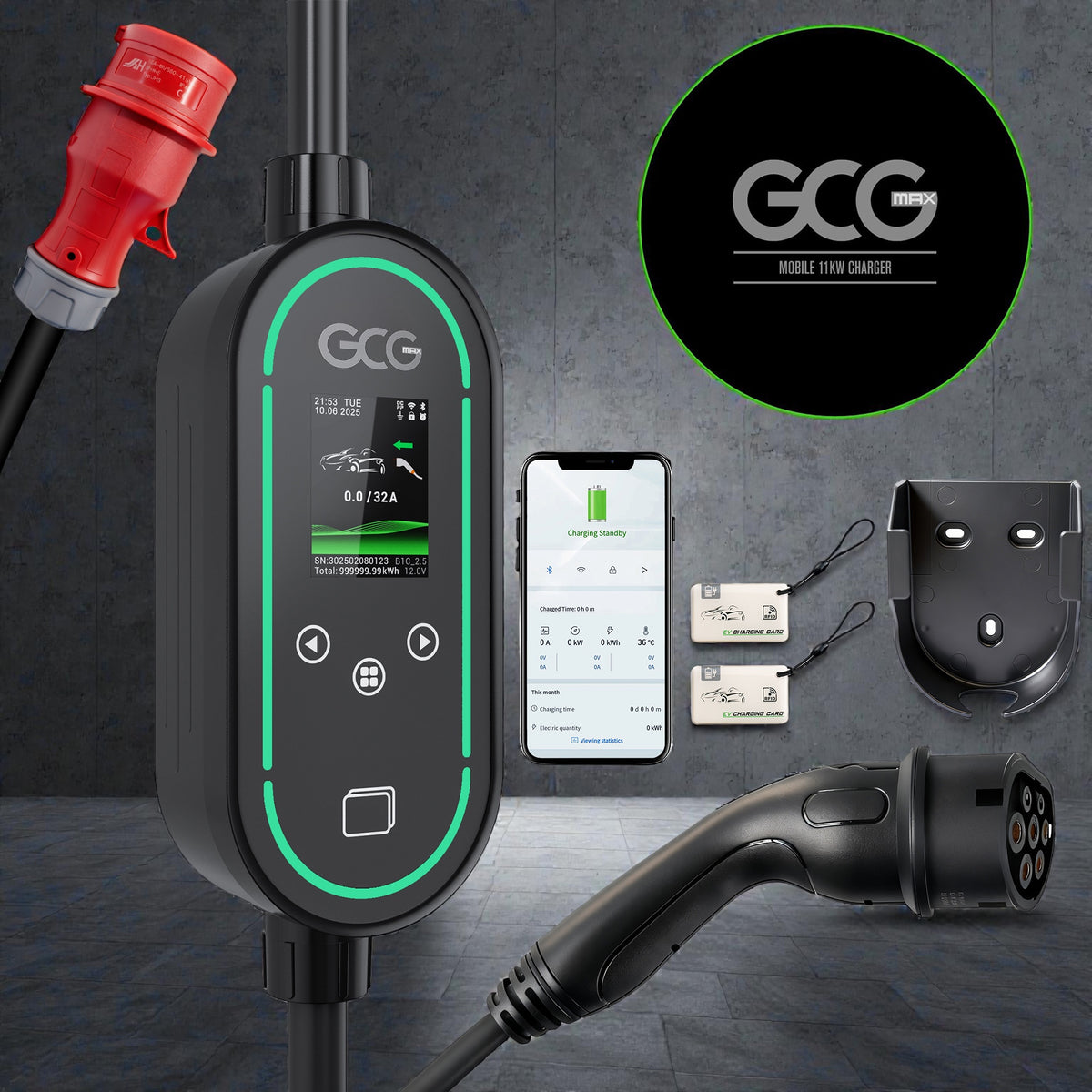 GCG MAX mobil 11kW lader, inklusiv gratis taske