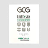 GCG MAX Dashcam 4K infografik med ikoner for WiFi, night vision, app, G-sensor, loop recording og SD-kort