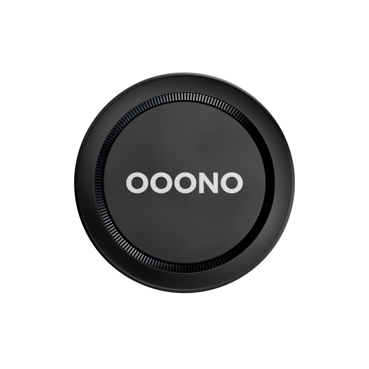 Produktrender af sort OOONO Co-Driver enhed set forfra på transparent baggrund
