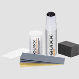 Quixx reparationssæt til fælge med aluminiumsspartelmasse, maling og fil.
