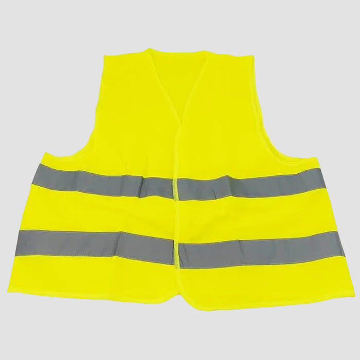 Gul sikkerhedsvest med reflekterende striber, produktbillede