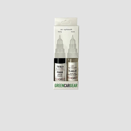GCG lakstift med farven solid black og klarlak pakket ind 