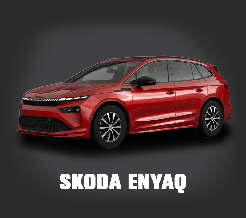 Rød Skoda Enyaq med grå alufælge