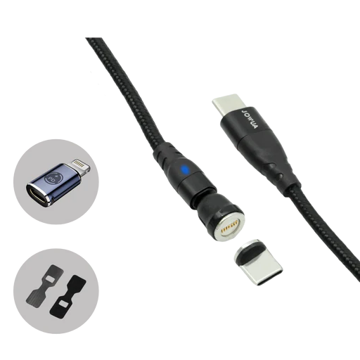 Jowua magnetisk ladekabel USB-C til USB-C + Lightning Adapter