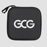 Lukket sort GCG MAX opbevaringstaske med lynlås og logo